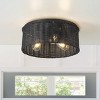 Dewdrop Modern Black Rattan Ceiling Light, Farmhouse Flush Mount Fixture for Entryway or Kitchen - 3 of 4