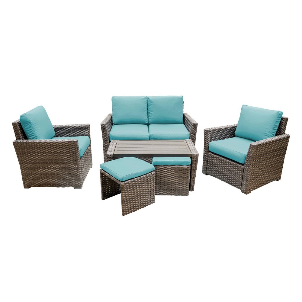 Newton 6pc Seating Set – Spa Blue – Leisure Made  – Patio and Outdoor​