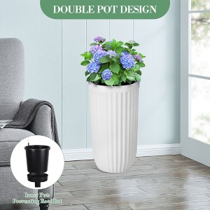 14.5 Inch Tall Planter Set of 2, Self Watering Plant Pot with Water Level Monitoring Device, Large Flower Pot with Hidden Wheels for Living Room - 1 of 4