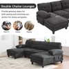Chenille Upholstered Sofa U-shaped Sectional Sofa with Dual Chaise Lounges, Storage Pockets & Armrest Pillows, Grey/Black/Brown/Yellow - ModernLuxe - 4 of 4