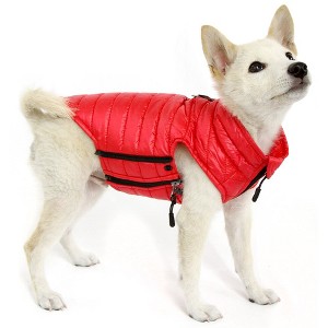 Gooby Water Resistant Puffer Vest with Side Zipper Closure for Small Dogs, Red, Small - 1 of 1