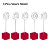 Unique Bargains Metal Resin Cube Base Circle Shape Pictures Memo Place Card Holder 5 Pcs - 3 of 4