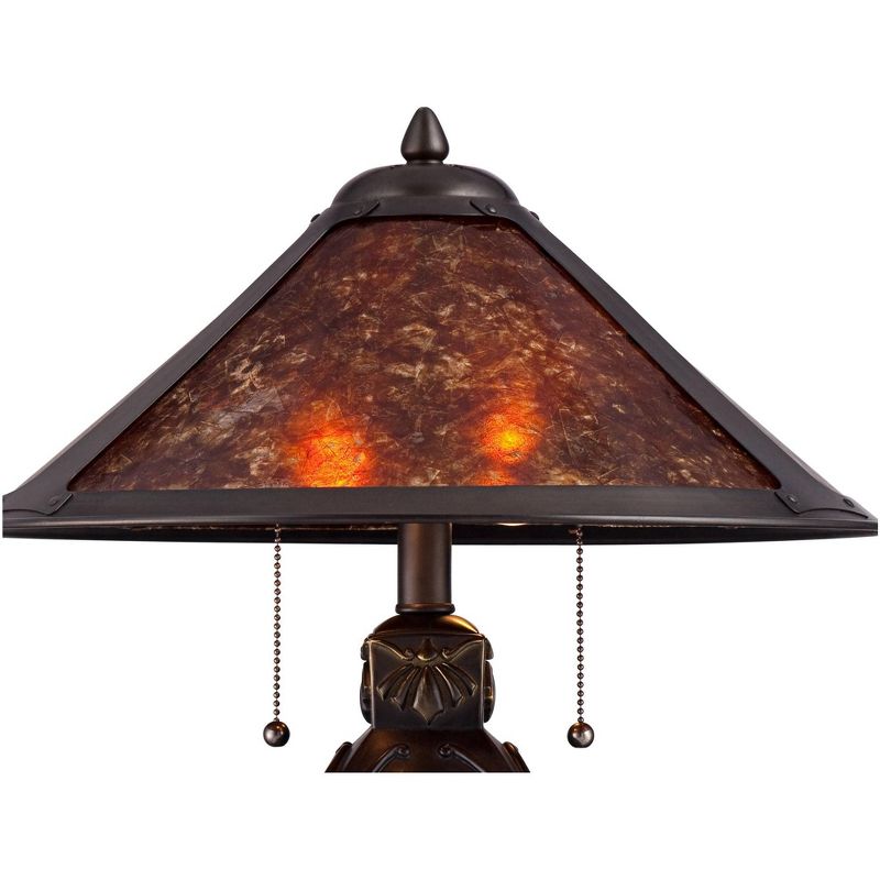 Robert Louis Tiffany Mission Rustic Accent Table Lamp 19" High with Table Top Dimmer Bronze Ceramic Cone Shade for Bedroom Bedside, 3 of 8