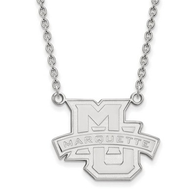 Black Bow Jewelry 14k White Gold Marquette Golden Eagles NCAA Necklace 18 Inch