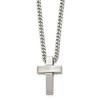 Black Bow Jewelry Men's Stainless Steel Large Brushed & Polished Cross Necklace, 20 Inch - 2 of 4