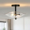 PAKOKULA 2-Light Gold Semi Flush Mount Ceiling Light with Water Ripple Glass Shade for Hallway Kitchen - 2 of 4