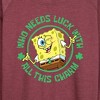 Women's - SpongeBob Squarepants - Who Needs Luck With This Charm Lightweight French Terry Slouchy - 2 of 4