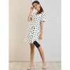 INSPIRE CHIC Women's V Neck Puff Sleeve Tie Waist Vintage Dress - 3 of 4