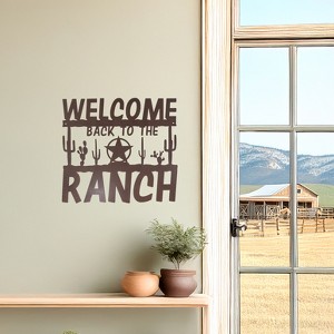 5 Star Super Deals Rustic Western Welcome To The Ranch Sign Weatherproof Metal Wall Art with Cactus/Star Design for Ranches and Outdoor Decor, 20x18 - 1 of 3