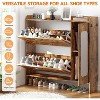 Zevemomo 40.51" Shoe Storage Cabinet with 2 Flip Drawers & Side Cabinet, Shoe Rack Organizer with Mirror and Adjustable Shelves, Dark Brown - 2 of 4
