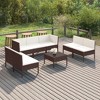 vidaXL Garden Lounge Set Patio Sectional Sofa Couch Outdoor Poly Rattan Brown - 2 of 4