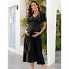 Clearlove Maternity Dress Women's V Neck Short Sleeve Smocked Ruffle Tiered Dress - 2 of 4