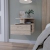 FM Furniture,Augusta Floating Nightstand with 2-Tier Shelf and 1-Drawer - 3 of 4