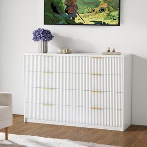 TackView 8-Drawer Fluted Dresser for Bedroom, 55" Wide Modern Chest of Drawers with Metal Handle, Fluted Wood TV Stand,2-Parcel Sent - 1 of 4