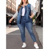 Agnes Orinda Women's Plus Size Denim Hood Layered Drawstring Fall Winter Button Pockets Jean Jackets - 2 of 4