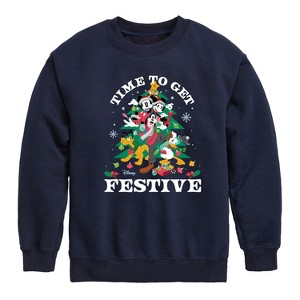 Boys' - Disney - Mickey and Friends Time To Get Festive Christmas Graphic Long Sleeve Fleece Sweatshirt - 1 of 4
