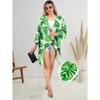 HAPPY BAY Women's Summer Beach Beachwear Duster Cardigan for Womens Vintage Open Front Coverup for Women L-XL Emerald, Leaves - 2 of 4