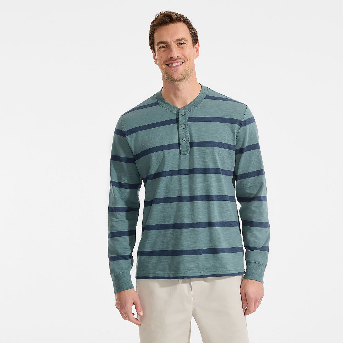 Lands' End Men's Long Sleeve Slub Henley - thumbnail 7