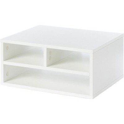 White Wood Compact Desktop Printer Stand with Storage