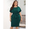 Coolmee Women Summer  Mini Dress Fashion Peplum Bodycon Short Sleeve Bow Club Ruffle Pencil Party Dress with Belt - 2 of 4