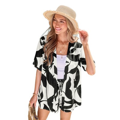 Women's Stylish Geometric Print Beach Shorts - Cupshe-XL-Multicolored