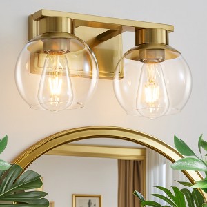 POWLIG Modern Vanity Light with Clear Glass Shades | Bathroom Fixture for Mirror, Bedroom & Living Room | Easy to Install - 1 of 4