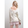 Women's V Neck Drop Shoulder Back Bow Tie Detail Sweater - Blu Pepper - 3 of 4