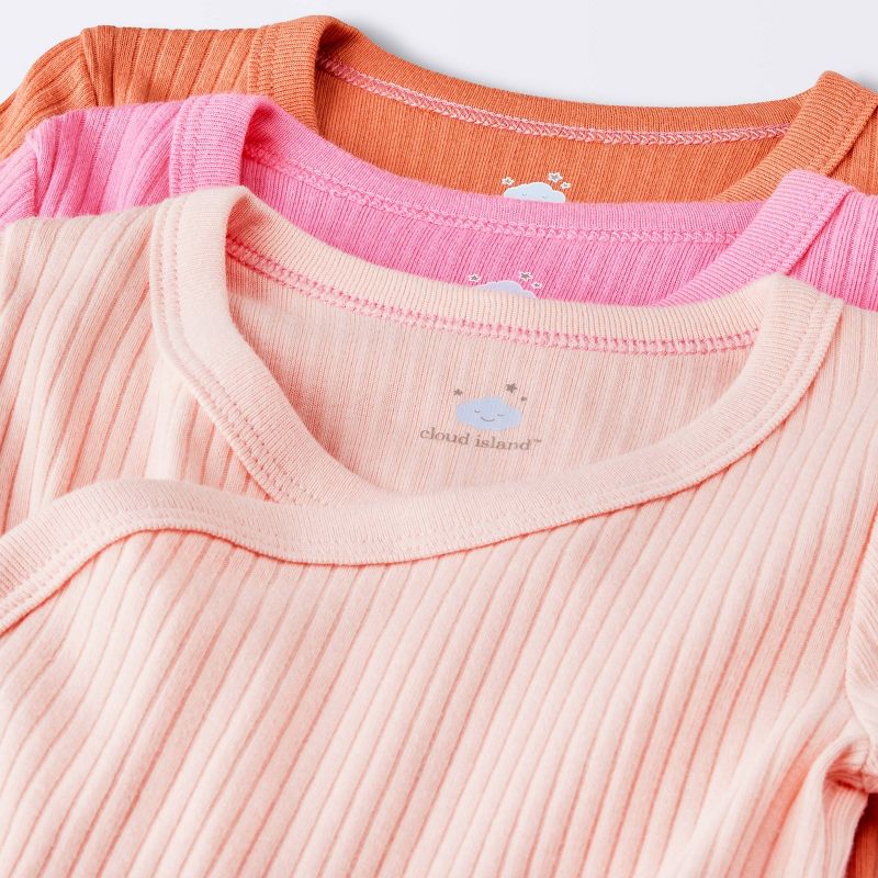 Baby Girls' 3pk Side Snap Long Sleeve Bodysuit - Cloud Island™ Pink, 4 of 6