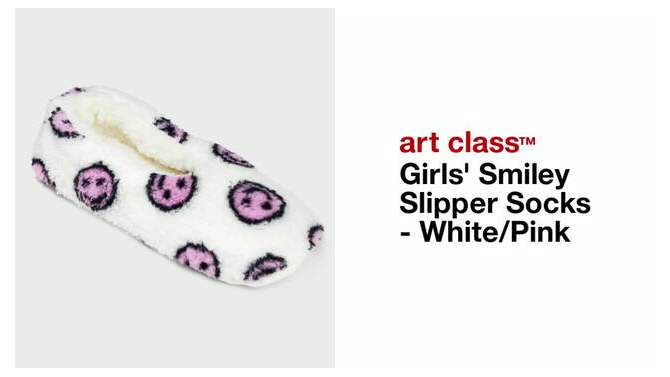 Girls' Smiley Slipper Socks - art class™ White/Pink, 2 of 6, play video