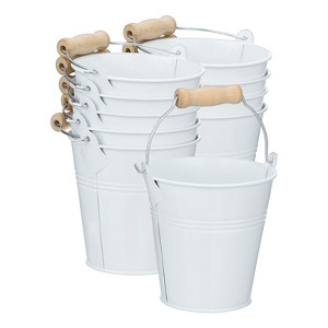 Unique Bargains Galvanized Metal Rustic Durable Multipurpose Small Metal Bucket 10 Pcs - 1 of 4