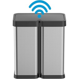Automatic Trash Can, Touchless Stainless Steel Wastebasket, Smart Motion Sensor Rubbish Can, 2x8 Gallon Dual Compartment Garbage Can for Home Office - 1 of 4