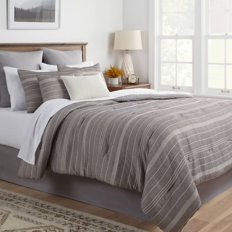12pc Chambray Matelasse Stripe Comforter & Sheet Bedding Set Gray - Threshold™, 2 of 13