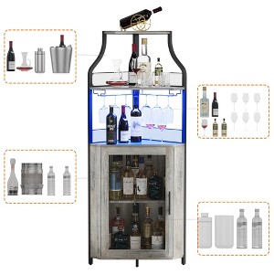 Corner Bar Cabinet, Modern Wine Cabinet with Storage Shelves & Mesh Door, Home Bar Liquor Storage Cabinet with Glass Rack for Dining Room - 1 of 4
