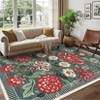 5'x7' Washable Botanical Floral Print Living Room Rugs Retro Accent Vintage Throw Carpet for Bedroom Dining Room, Grey/Green - 2 of 4