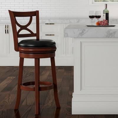 Hastings Home 29-Inch Swivel High Back Bar Stool with 360 Degree Rotating Seat, Brown