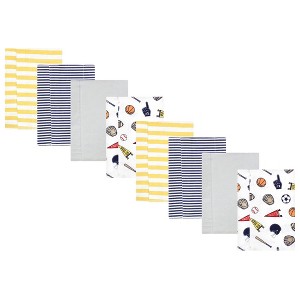 Hudson Baby Boys Cotton Poly Flannel Burp Cloths 8-Pack, One Size - 1 of 4