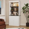 Tall Storage Bookcase with 3-Tier Open Shelves and Double Door, Roman Column Design and 4 Adjustable Lights - 3 of 4