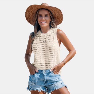 Women's Breezy Open Knit Tank Cover-Up for Beach Days - Cupshe