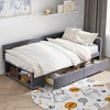 TIRAMISUBEST Twin size L-Shaped Upholstered Platform Bed with 2 Storage Drawers, Velvet Daybed Sofa Bed Frame with Slats Support - 2 of 4