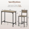 Costway 3 PCS Bar Table Set Pub Dining Table & 2 Bar Stools with Backrest & Footrest Gray/Brown - 3 of 4
