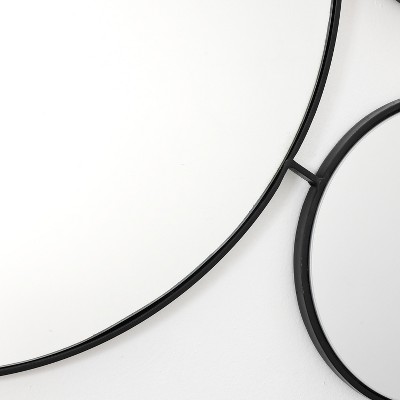 LuxenHome Black Metal Frame Round Wall Mirror with Small Mirrors