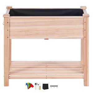 VEVOR Raised Garden Bed, 34 x 18 x 30 in Wooden Planter Box with Legs, for Growing Flowers/Vegetables/Herbs in Backyard/Garden/Patio, Burlywood - 1 of 4