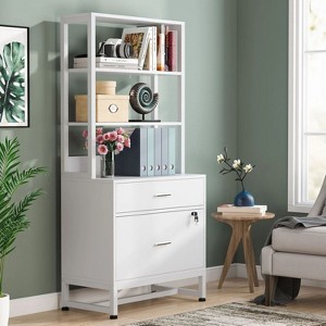 Hommoo 2-Drawer File Cabinet, Vertical Filing Cabinet with Lock & Bookshelf - 1 of 4