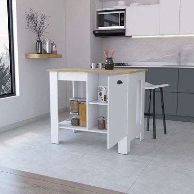 NicBex Mobile Kitchen Island Cart Morden Kitchen Carts with Storage with 1 Open Storage Shelf and 1 Cabinet Door for Kitchen, White