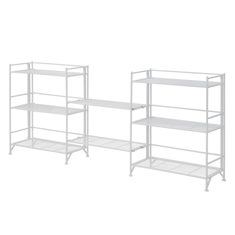 Breighton Home 32.5&#34; Extra Storage 3 Tier Wide Folding Metal Shelves with Set of 2 Extension Shelves White, 1 of 9