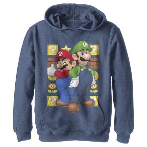 Boy's Nintendo Mario and Luigi Pull Over Hoodie - 1 of 4