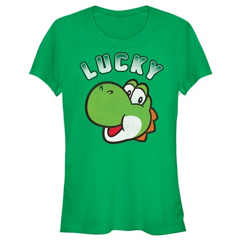 Juniors Womens Nintendo Super Mario St. Patrick s Day Lucky Yoshi T Shirt Kelly Green 2X Large