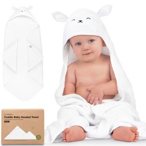 KeaBabies Cuddle Baby Hooded Towel, Organic Baby Bath Towel, Hooded Baby Towels, Baby Beach Towel for Newborn, Kids (Lamb) - 1 of 4