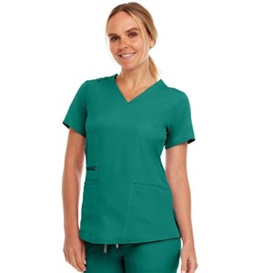 MediChic Women's Ruth 3-Pocket Multi Stitch V-Neck Scrub Top - 1 of 4