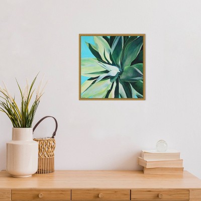 Lush Green Succulent Canvas Wall Art with Gold Frame